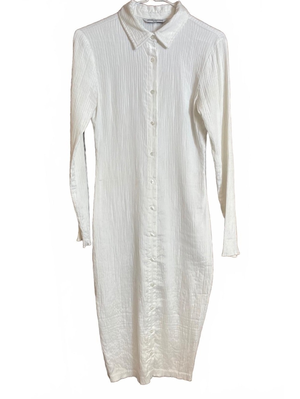 Amanda UpRichards white long sleeved button down shirtdress small